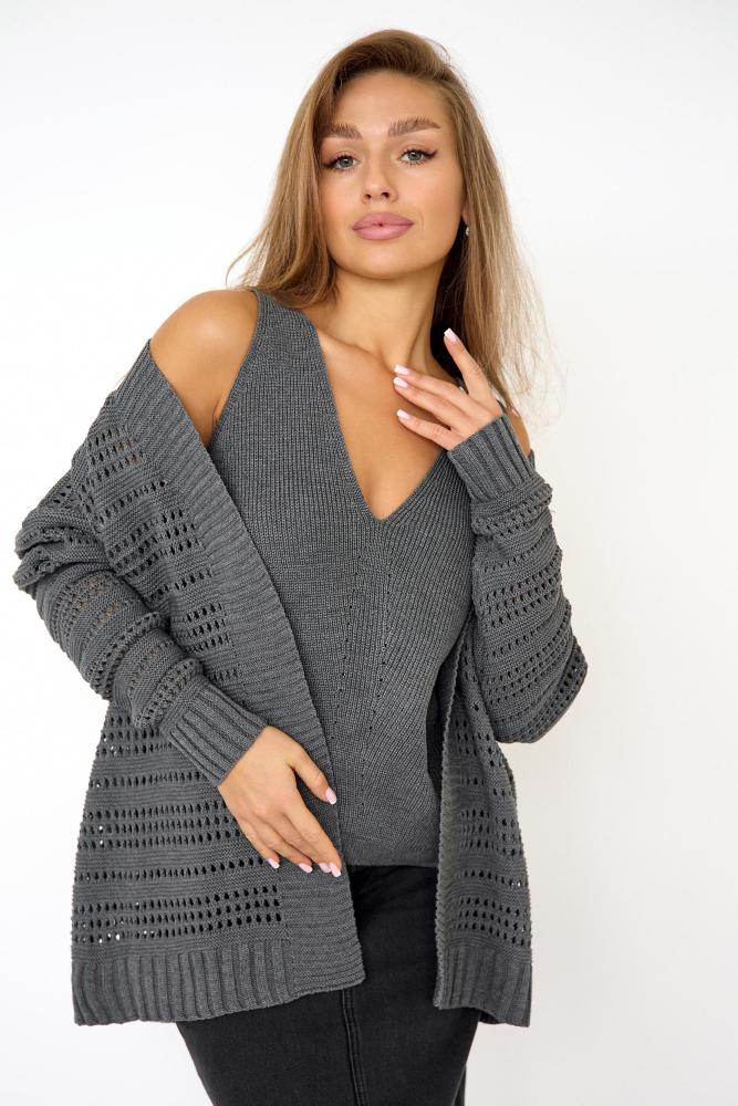 Кардиган женский вязаный Сетка  Арт. 10187