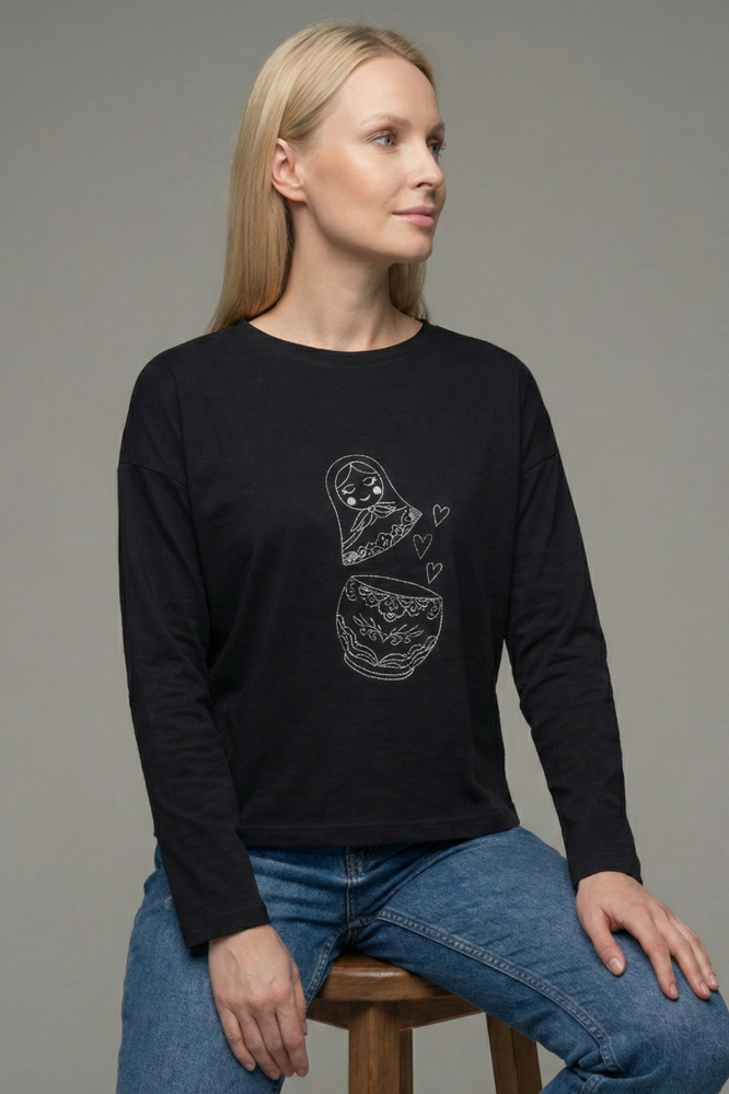 Лонгслив женский оверсайз Ч Арт. 10638