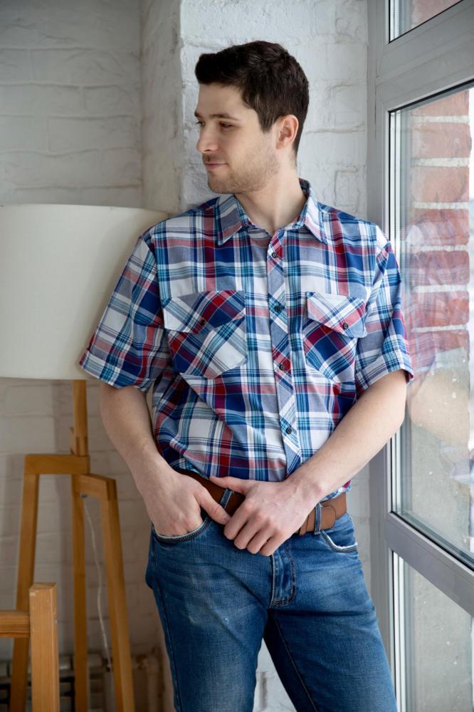 Рубашка мужская шотландка Премиум  К/Р 2 Арт. 10677